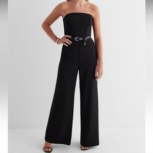 Express Strapless Wide Leg Jumpsuit With Pockets Women’s Size 8 Black —E